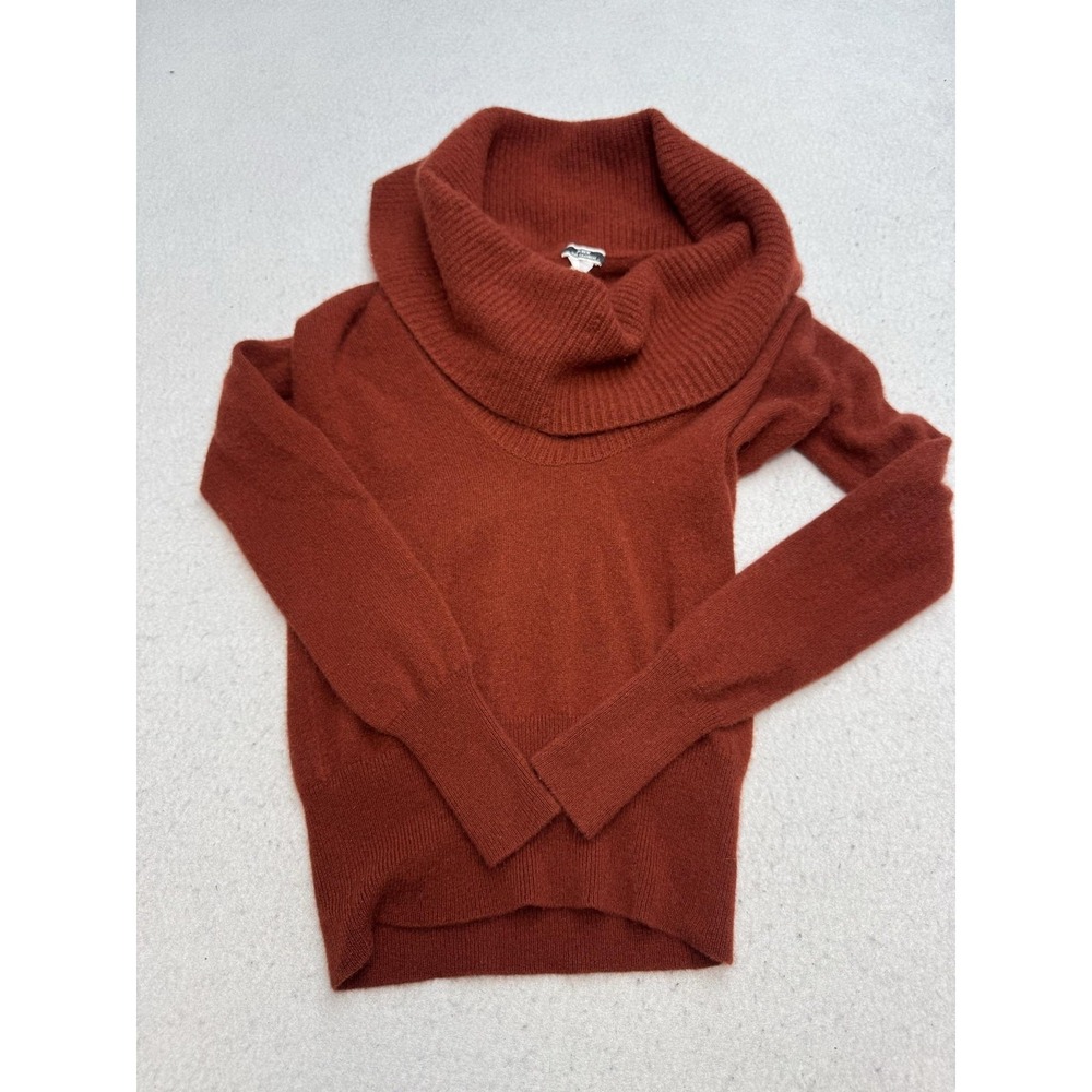 J.Crew Sweater Womens XS Orange 100% Cashmere Cowl Neck Long Sleeve Pullover